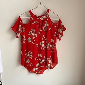 Red floral top
